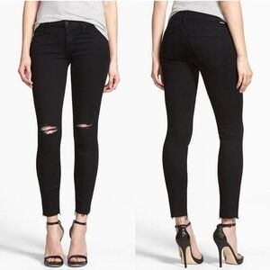 MOTHER Looker Ankle Fray Jeans Guilty as Sin Black Denim Size 32